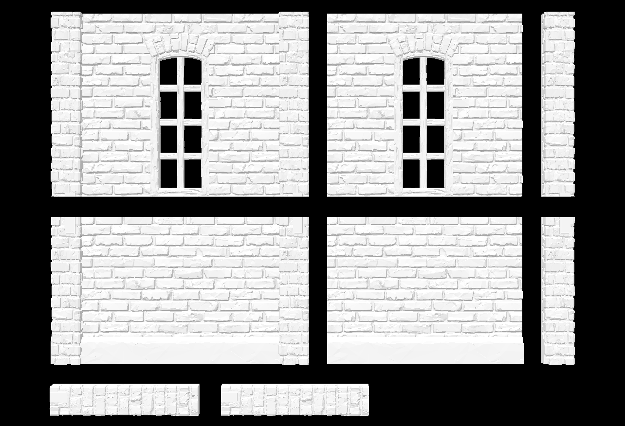 BH02 British Heritage building Half Sections with Extension pillars - OO Scale