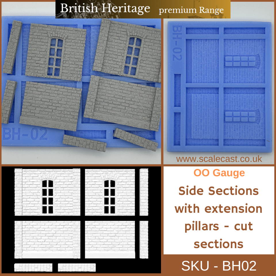 BH02 British Heritage building Half Sections with Extension pillars - OO Scale