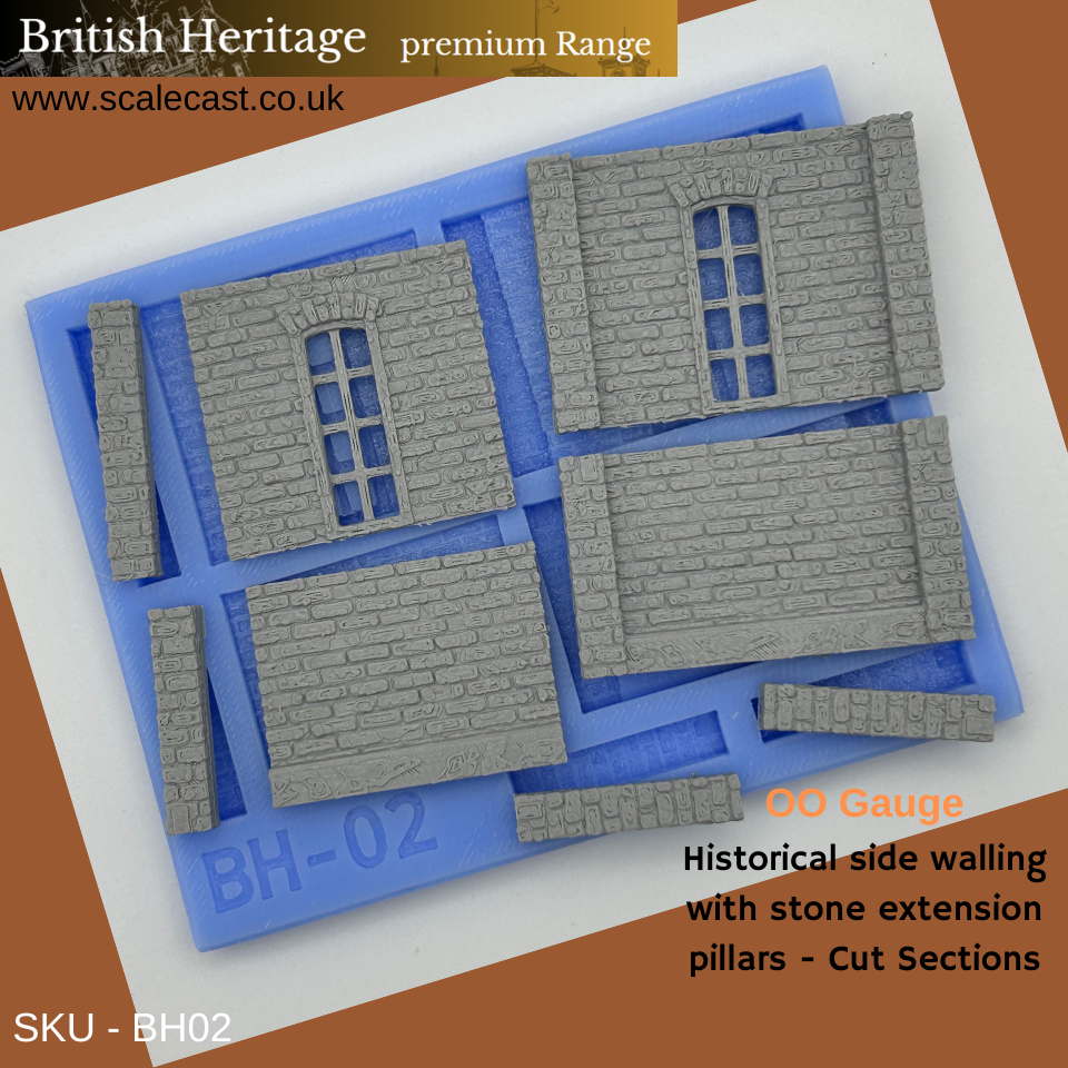BH02 British Heritage building Half Sections with Extension pillars - OO Scale