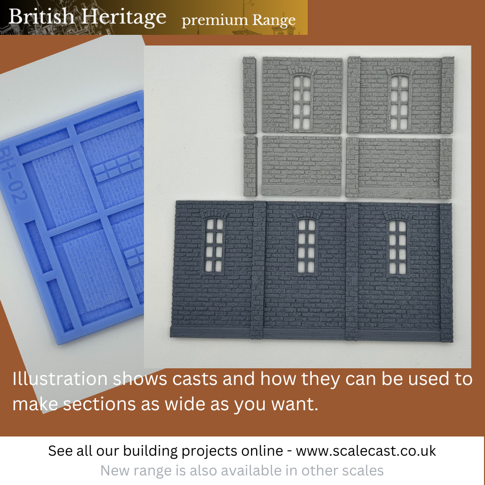 BH02 British Heritage building Half Sections with Extension pillars - OO Scale