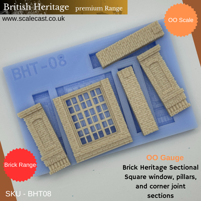 BHT08 Brick Heritage Side sections Square window, pillars, and corner joint sections