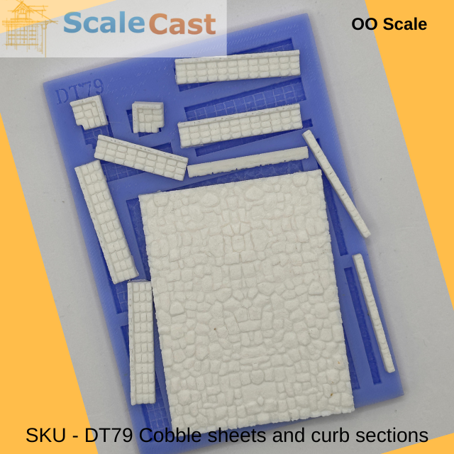 DT79 Cobbled sections and curbs for model railways OO Gauge