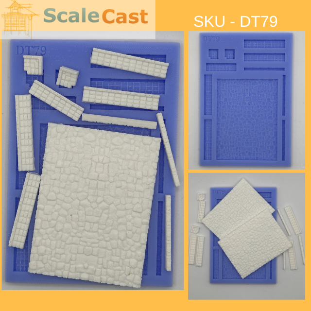DT79 Cobbled sections and curbs for model railways OO Gauge