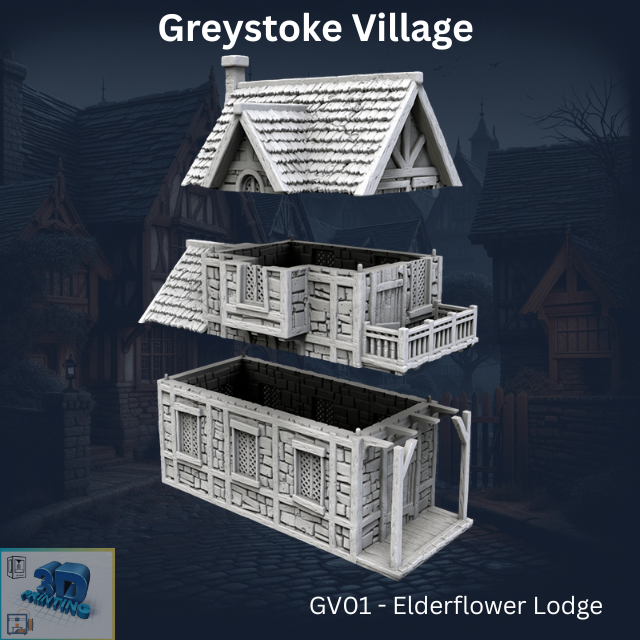 Greystoke - Elderflower Lodge GV01 printable model 28mm and HO/OO scale
