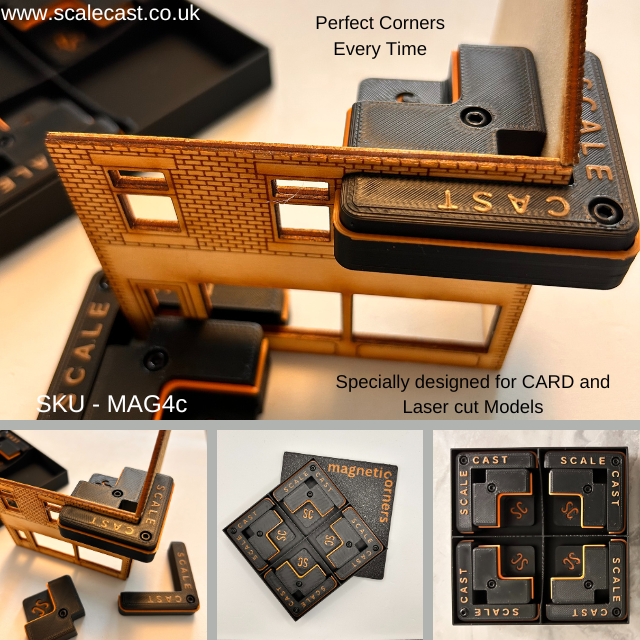 Magnetic Corner Clamps - 4 sets for CARD - MAG4c- For model construction