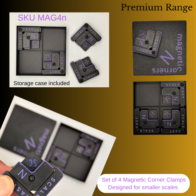 Magnetic Corner Clamps (MINI) - 4 sets - For model construction MAG4n