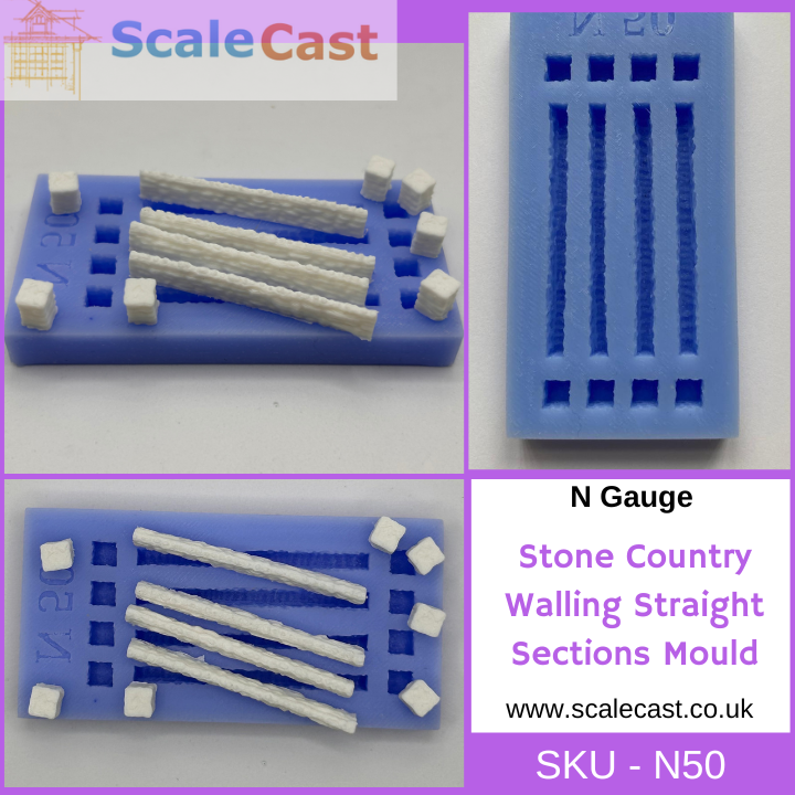 N Gauge British Country Walling Straight Sections - N50
