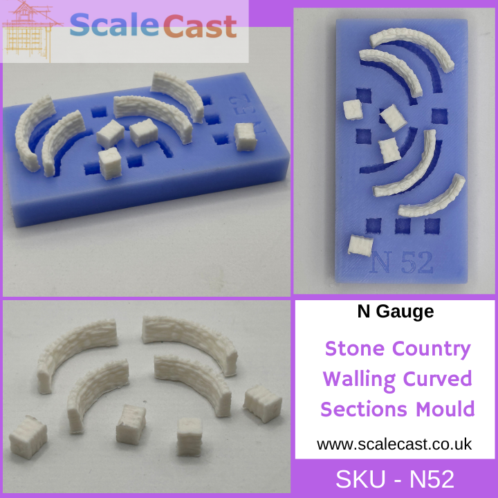 N Gauge British Country Walling Curved Sections - N52