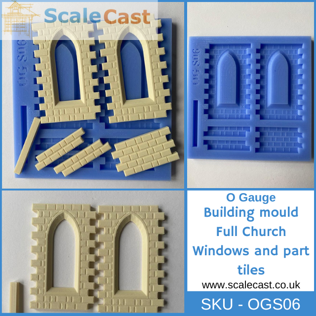 OGS06 Full Church Windows O Gauge Model Railway Scenery