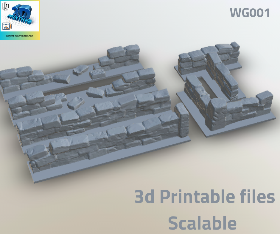 Modular Stone Walling - Sections for Wargaming W001