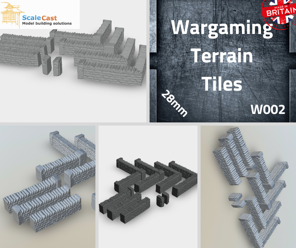Modular Welsh Slate Walling - Sections for Wargaming W002