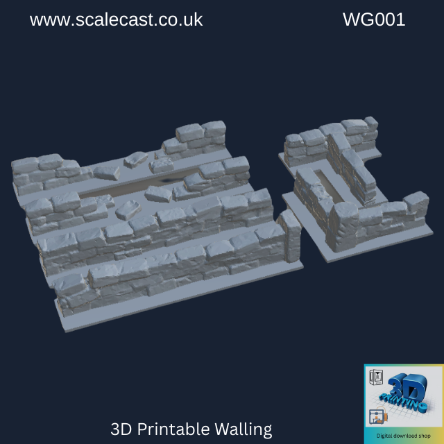 Modular Stone Walling - Sections for Wargaming W001