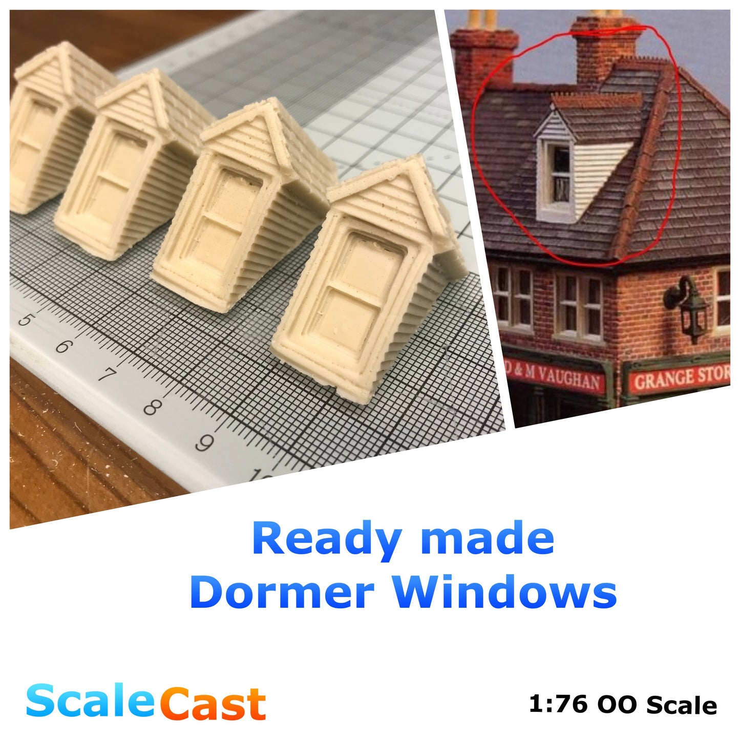 Model building 4 x Casted DORMERS- R019 - Model Railway Scenery