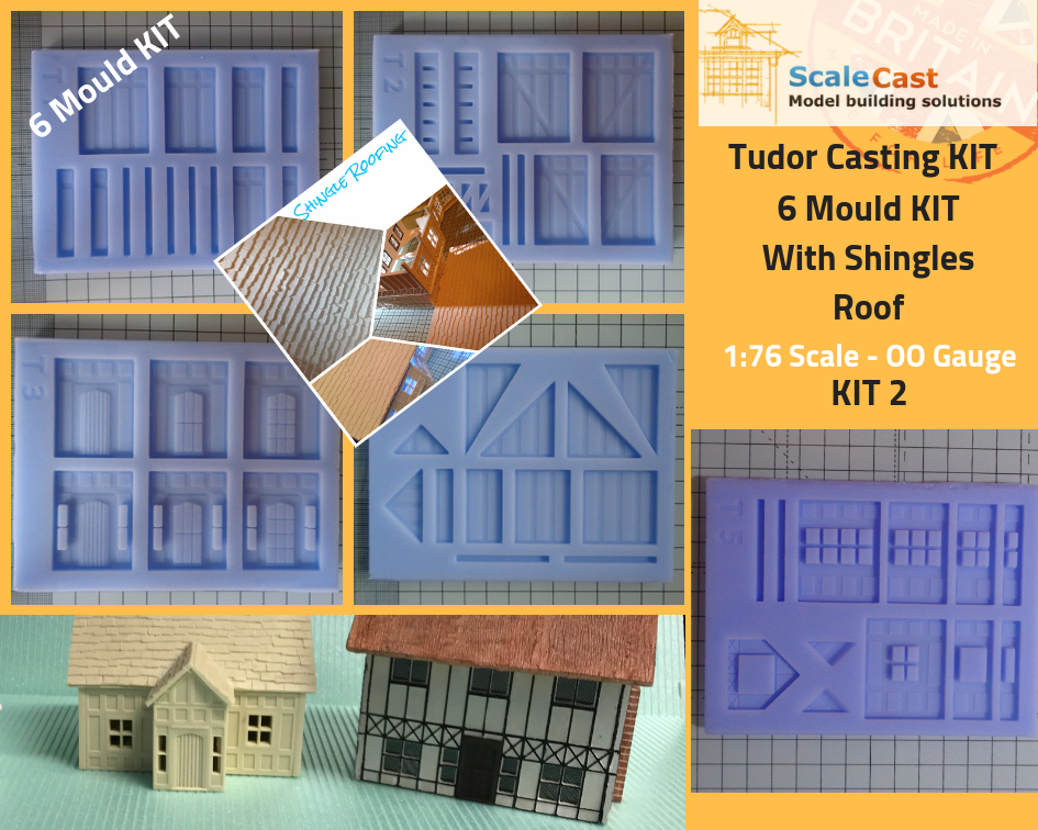 Tudor FULL 6 Mould kit including Shingles Roof - Model Railway Scenery