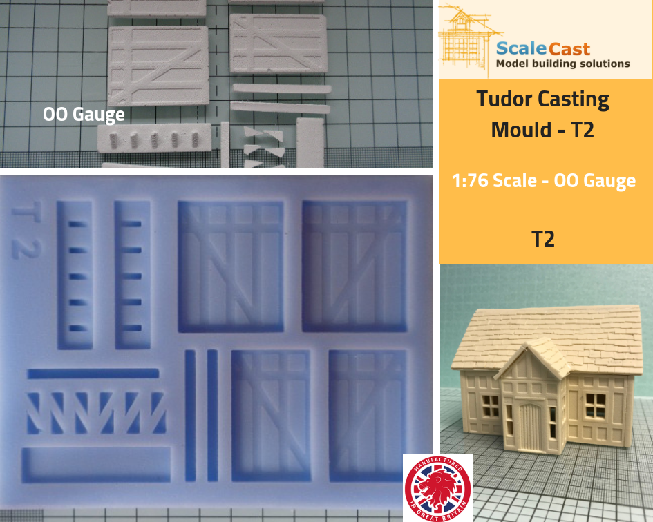T02 - Tudor Building Mould - Walling and Beams Model Railway Scenery
