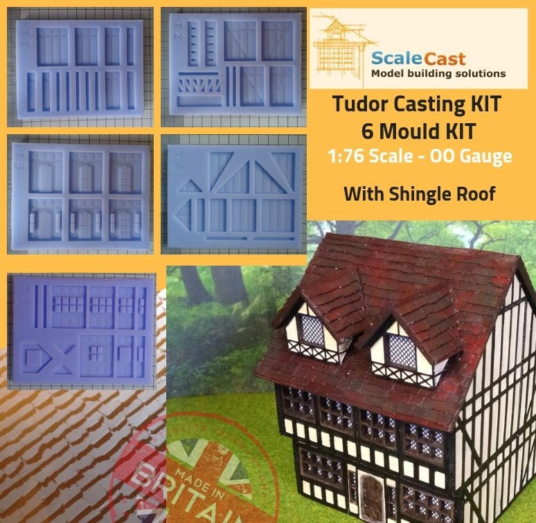 Tudor FULL 6 Mould kit including Shingles Roof - Model Railway Scenery