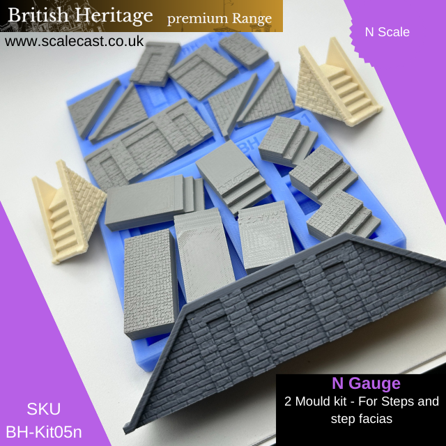 BH-Kit05n British Heritage 2 mould Steps & Facias Sections - N Scale