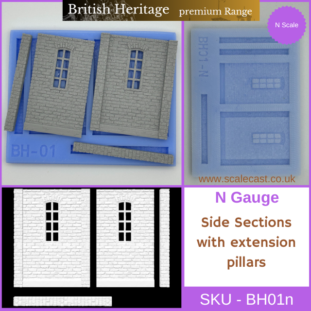 BH01n British Heritage building Sections with Extension pillars - N Gauge