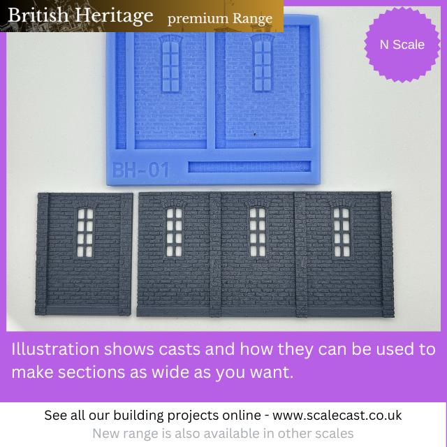 BH01n British Heritage building Sections with Extension pillars - N Gauge