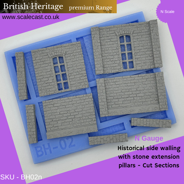 BH02n British Heritage building Half Sections with Extension pillars - N Gauge