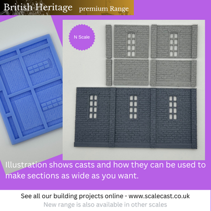 BH02n British Heritage building Half Sections with Extension pillars - N Gauge