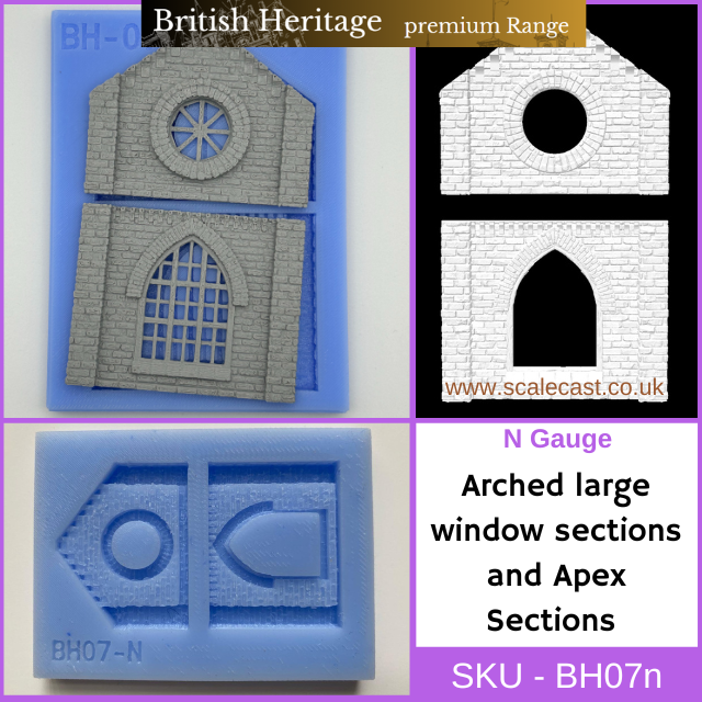 BH07n British Heritage Large Arched windows and Centre Apex - N Gauge