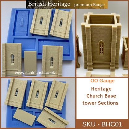 BHC01 Historical Church Base Tower Sections - For model Railways OO Gauge