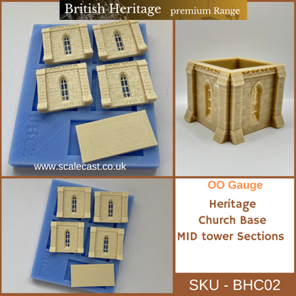 BHC02 Historical Church Mid Tower Sections - For model Railways OO Gauge