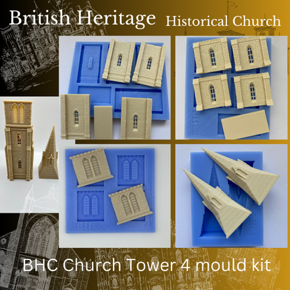 Historical Church Tower 4 Mould kit- BHC-Kit01  - For model Railways OO Gauge