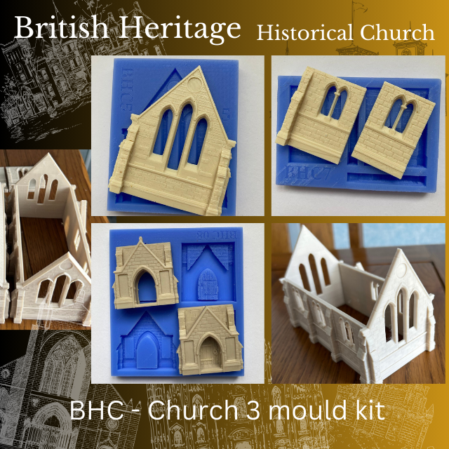 Historical Church Building 3 Mould kit- BHC-Kit02 - For model Railways OO Gauge