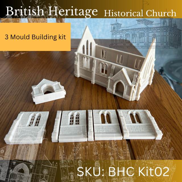 Historical Church Building 3 Mould kit- BHC-Kit02 - For model Railways OO Gauge