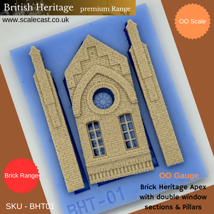 BHT01 - Brick Heritage Apex with double window sections & Pillars