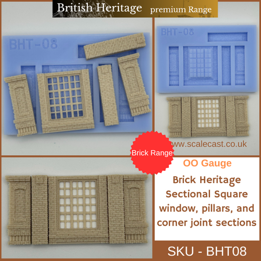 BHT08 Brick Heritage Side sections Square window, pillars, and corner joint sections