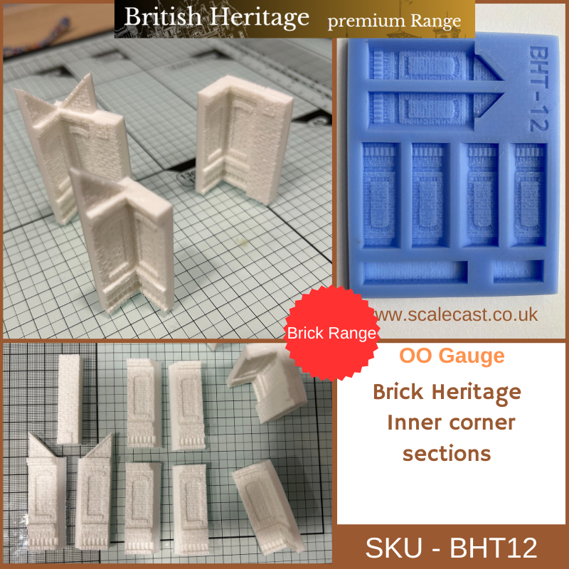 BHT12 Brick Heritage BRICK Inner corner sections - For model Scenery