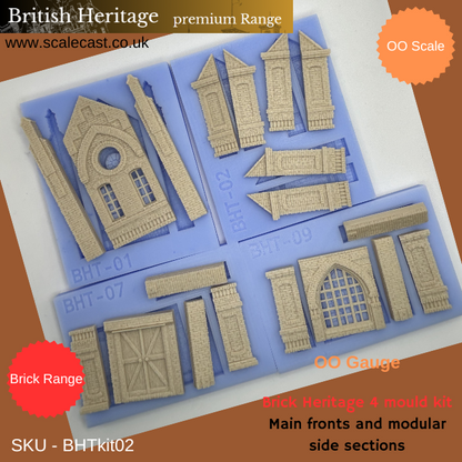 BHTkit02 Brick Heritage - 4 Mould kit for OO Scale Model railway buildings