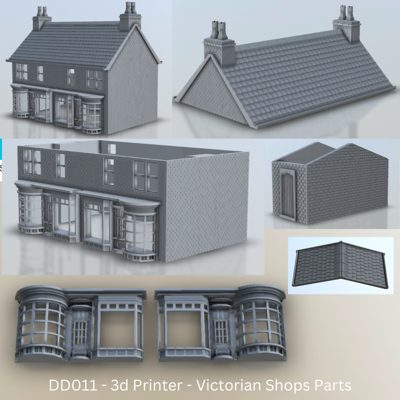 Victorian Shops Brick double building - 3D printable digital download - DD011