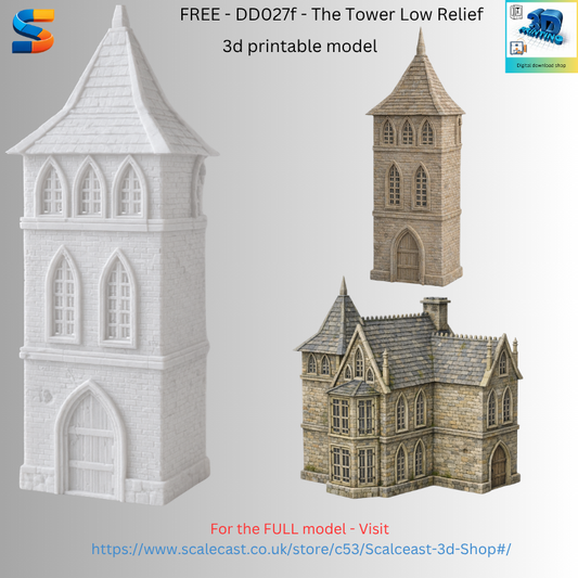 FREE - The Tower low relief 3d Printable Model DD027f