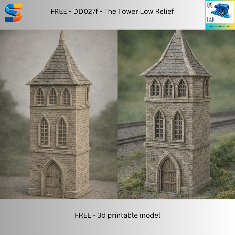 FREE - The Tower low relief 3d Printable Model DD027f