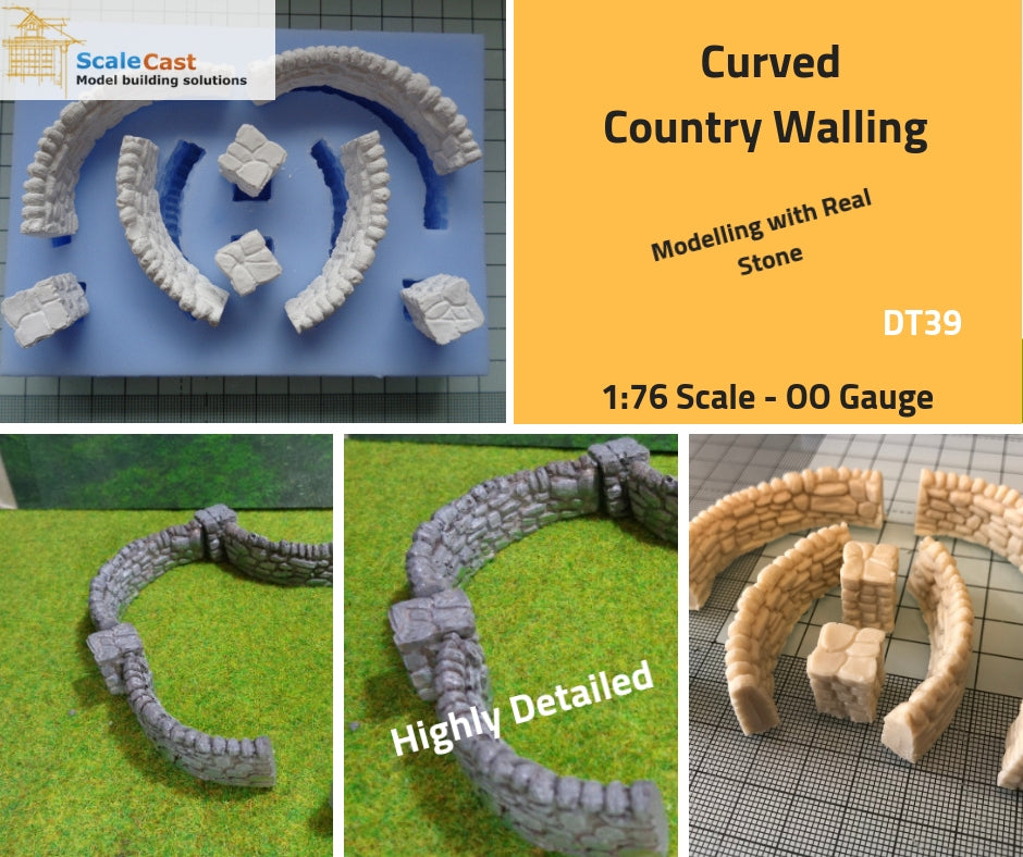 DT39 Country Walling Curved Sections - Model Railway Scenery OO Scale