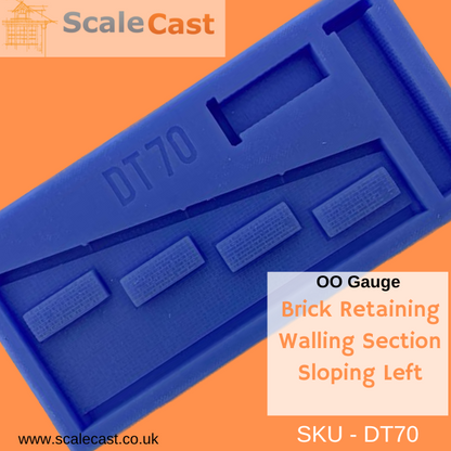 Lineside Retaining walling in Brick Left Sloping Mould DT70 - OO Scale