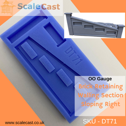 Lineside Retaining walling in Brick Right Sloping Mould DT71 - OO Scale