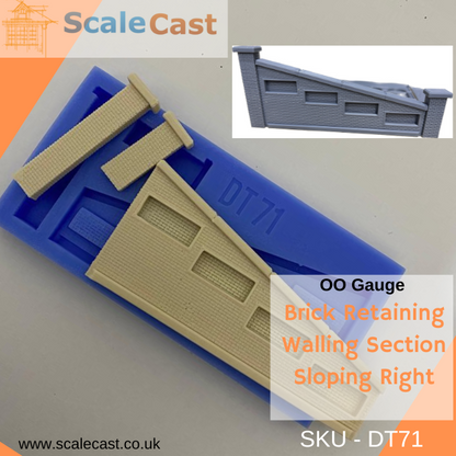 Lineside Retaining walling in Brick Right Sloping Mould DT71 - OO Scale