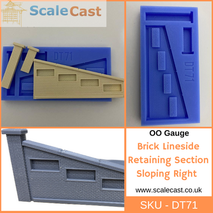 Lineside Retaining walling in Brick Right Sloping Mould DT71 - OO Scale