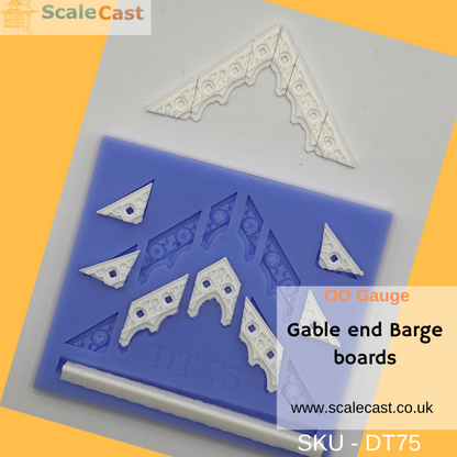 Gable end barge boards mould for model railway buildings DT75