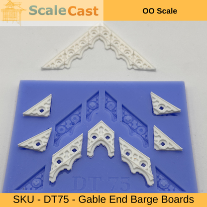 Gable end barge boards mould for model railway buildings DT75