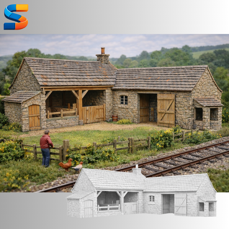 The Farm Yard Cattle Byre 3d Printable Model F004