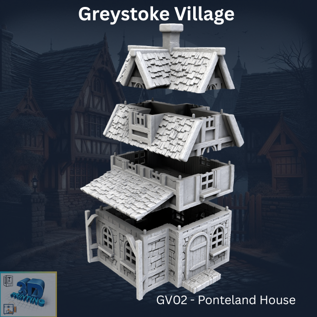 Greystoke - Ponteland House GV02 printable model 28mm and HO/OO scale