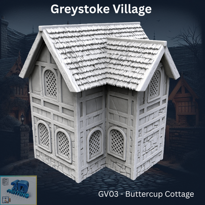 Greystoke - Buttercup Cottage GV03 printable model 28mm and HO/OO scale
