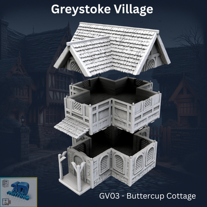 Greystoke - Buttercup Cottage GV03 printable model 28mm and HO/OO scale