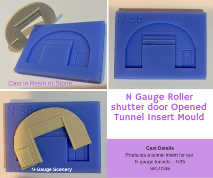 N Gauge Roller Shutter Door Opened Tunnel Insert - N36